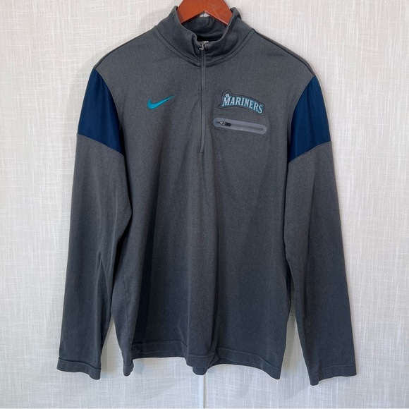 Nike Seattle Mariners Pull Over Half Zip Blue Grey Size M - Picture 3 of 11